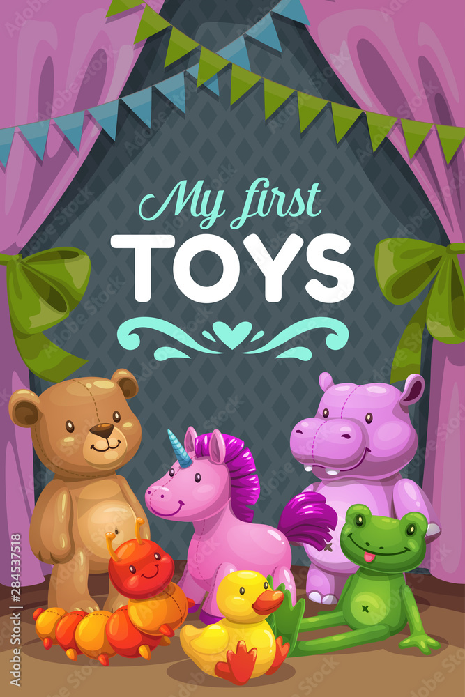 Fototapeta premium My First Toys. Group of stuffed animals.