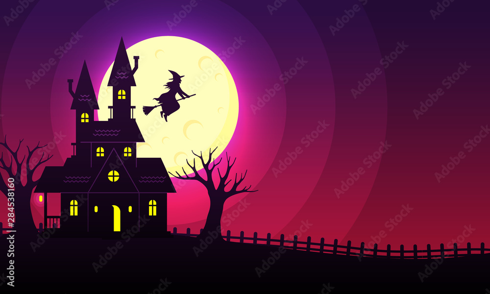 creepy house with the moon witch