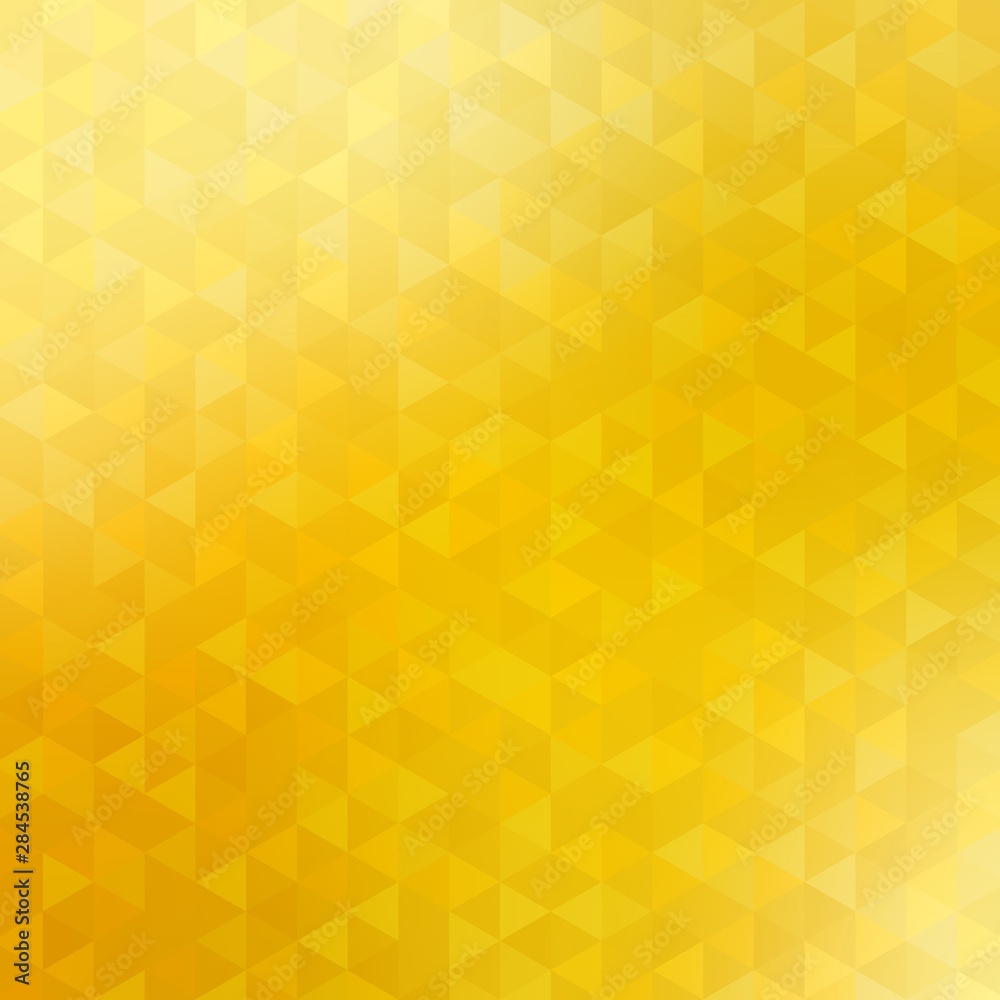 Yellow bright triangle crystals abstract background. Shiny mosaic texture. Yellow bright triangle crystals abstract background. Shiny mosaic texture.