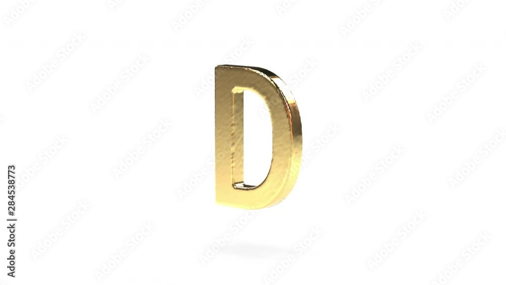 Seamless Animation of Casting a 3D Roboto Liquid Gold Font. Letter D is Poured, Hardens and Rotates like a Bare of Gold Isolated on a White Background. Luma Matte Included. Seamless Animation of Casting a 3D Roboto Liquid Gold Font. Letter D is Poured, Hardens and Rotates like a Bare of Gold Isolated on a White Background. Luma Matte Included.
