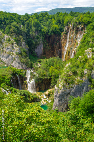Luxurious and tumultuous waterfalls of Plitvice Lakes, Croatia