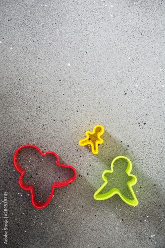  Christmas gingerbread ookie cutters. Top view photo