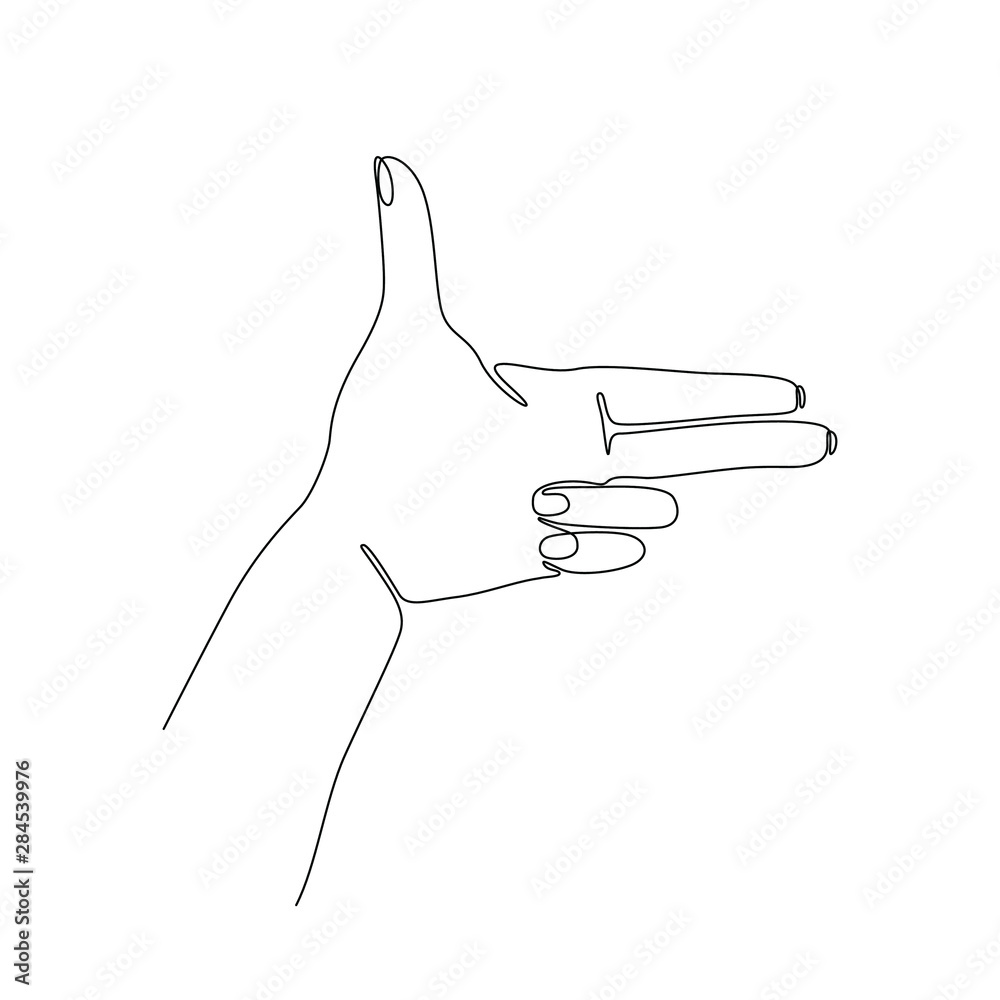 Hand making pistol sign hand gesture continuous line drawing, gesture gun. Single line on a white background, isolated vector illustration. Tattoo, symbol, print and logo design. Hand making pistol sign hand gesture continuous line drawing, gesture gun. Single line on a white background, isolated vector illustration. Tattoo, symbol, print and logo design.