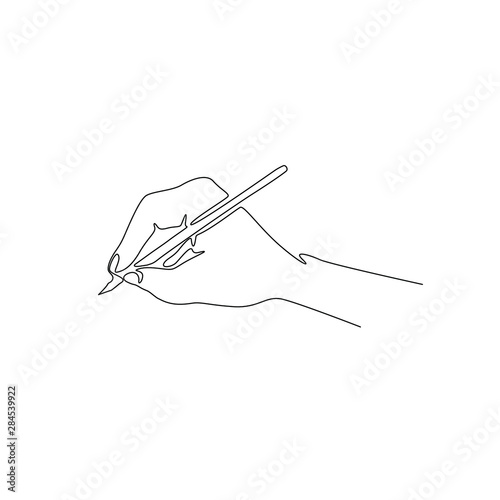 Hand writing, continuous line drawing, tattoo, print for clothes and logo design, single line on a white background, isolated vector illustration.