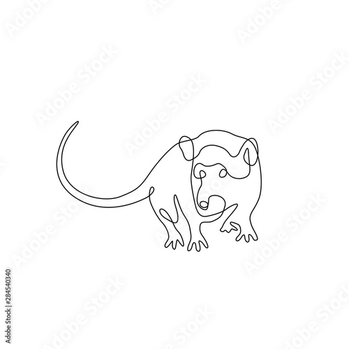 Rat continuous line drawing  Chinese Zodiac Sign Year of Rat  Happy Chinese New Year 2020 year of the rat  decorations for greeting card  logo  posters  print  tattoo  single line on white background.
