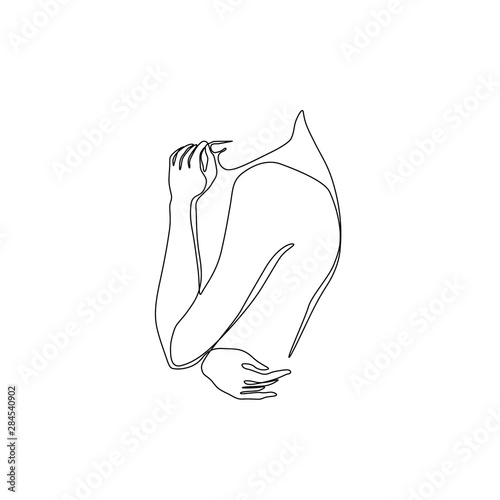 Canvas Print Continuous line drawing, woman abstract portrait, face of the girl is a single line on a white background,  Vector illustration
