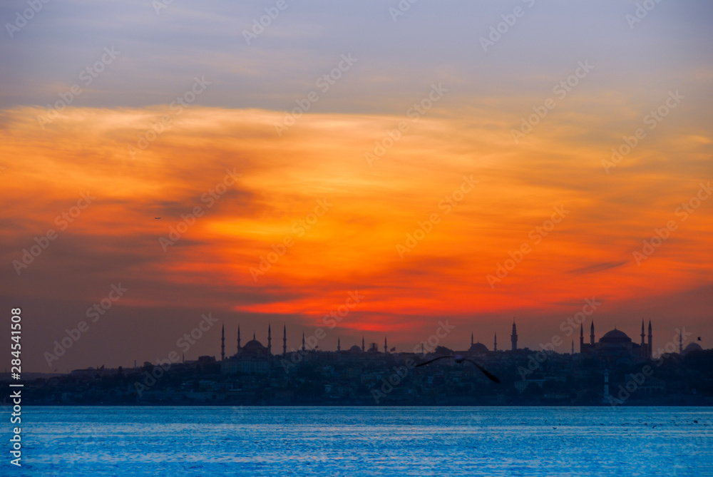 Istanbul, Turkey, 6 May 2008: Sunset at Hagia Sophia, Sultanahmet