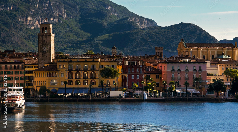 Travel to the picturesque Mediterranean Italian Lake Garda. Picturesque city in the Alps next to the Mediterranean Italian Lake Garda.