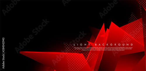 Triangular background. Abstract composition of 3D triangles. Modern geometric red background insulated black
