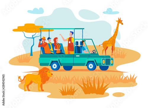 Safari Photo Tour in African National Park Vector