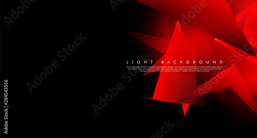 Triangular background. Abstract composition of 3D triangles. Modern geometric red background insulated black
