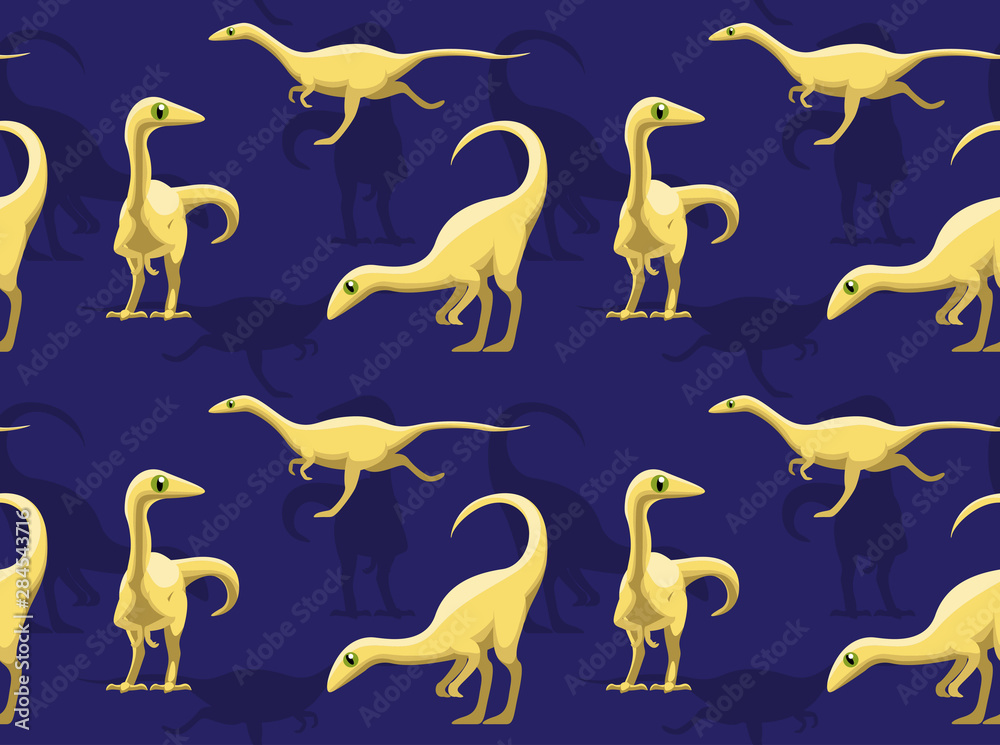 Cute Dinosaur Compsognathus Cartoon Background Seamless Wallpaper Stock  Vector | Adobe Stock