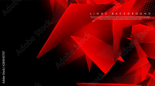 Triangular background. Abstract composition of 3D triangles. Modern geometric red background insulated black