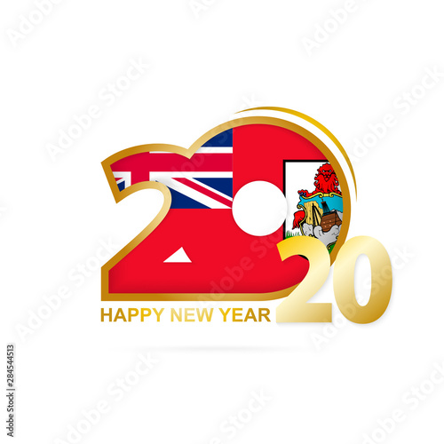 Year 2020 with Bermuda Flag pattern. Happy New Year Design.