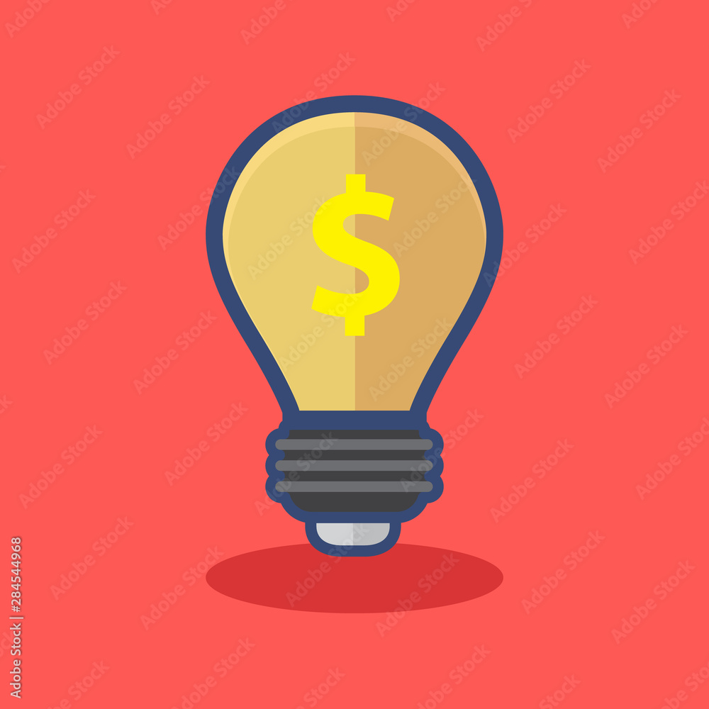 money bulb idea icon with flat design concept money bulb idea icon with flat design concept