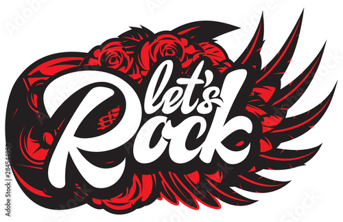 Vector illustration with calligraphic inscription Lets Rock