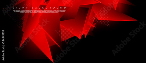 Triangular background. Abstract composition of 3D triangles. Modern geometric red background insulated black