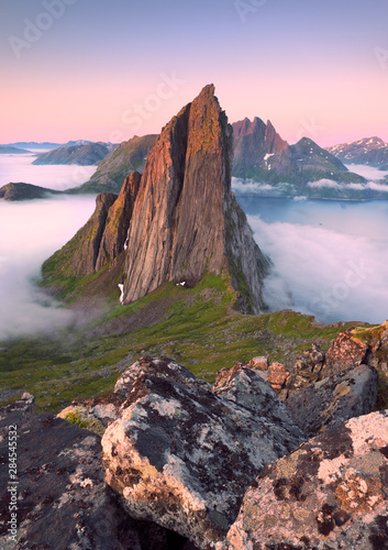 Segla mountain in arctic summer night. Island of Senja, Norway