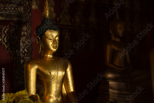 Ancient golden buddha at Wat prasat Temple Chiangmai ,Thailand