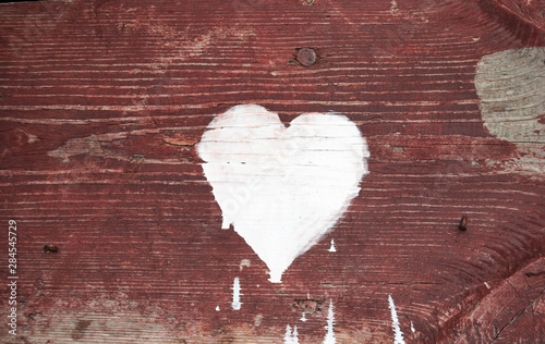 Love heart on wooden texture background  valentines day concept