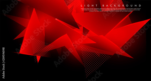 Triangular background. Abstract composition of 3D triangles. Modern geometric red background insulated black