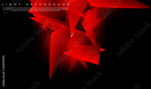 Triangular background. Abstract composition of 3D triangles. Modern geometric red background insulated black