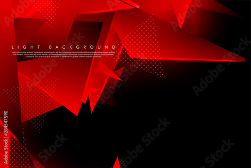 Triangular background. Abstract composition of 3D triangles. Modern geometric red background insulated black