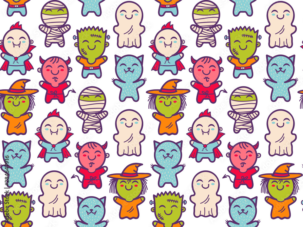 pattern with children in costumes for Halloween pattern with children in costumes for Halloween