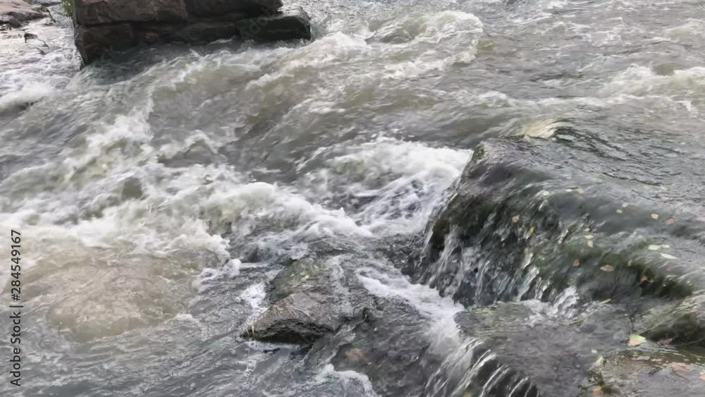 Rushing of water on the river in Finland during the autumn season Rushing of water on the river in Finland during the autumn season