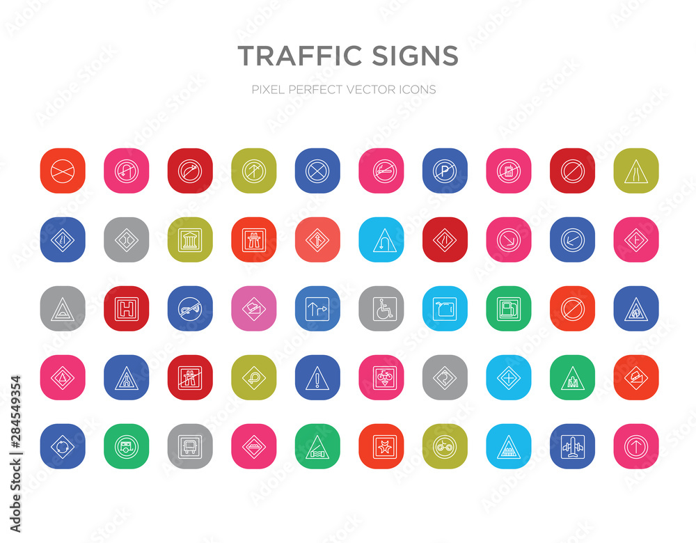 50 traffic signs colorful outline icons set. can be use for web mobile 50 traffic signs colorful outline icons set. can be use for web mobile