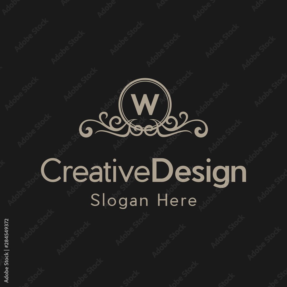 Elegant monogram design template with initial letter W. Luxury elegant ornament logo, Trendy logo design template. Simple and clear initials W with ornate frames