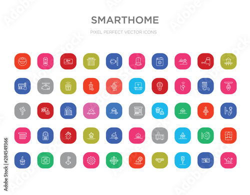 50 smarthome colorful outline icons set. can be use for web mobile