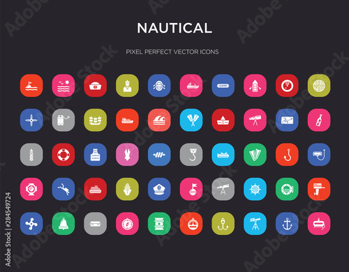 50 nautical colorful icons set. can be use for web mobile
