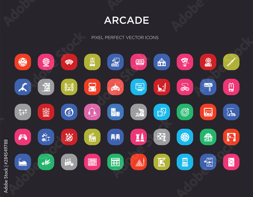 50 arcade colorful icons set. can be use for web mobile