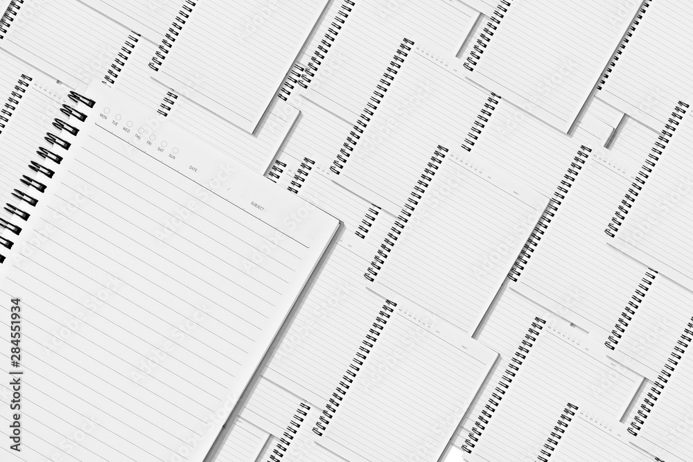Many notebooks Overlapping with copy space Many notebooks Overlapping with copy space