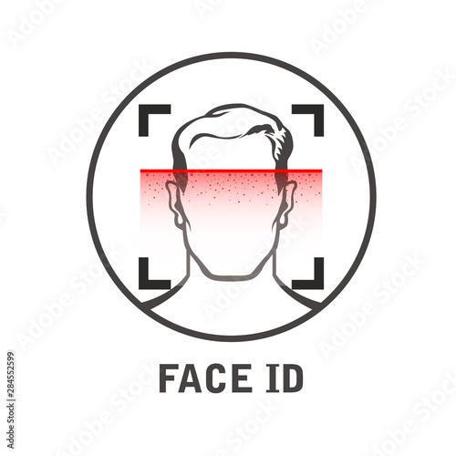 Face id scan icon - facial scanner for smart phone or laptop, face scanning process
