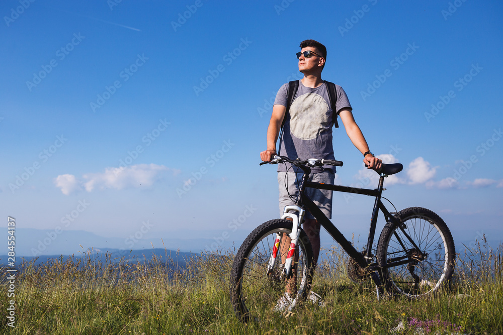 Male cyclist on the mountain