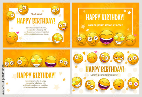 Funny posters template set. Birthday greeting cards.