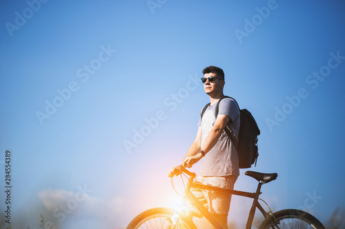 Male cyclist on the mountain
