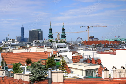 Photography View of Vienna city from the roof, Austria