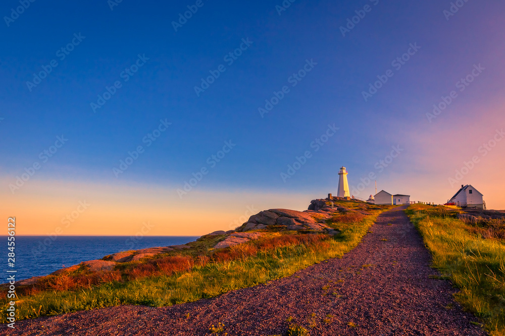 View of Cape Spear Lighthouse National Historic Site at Newfoundland Canada during sunset