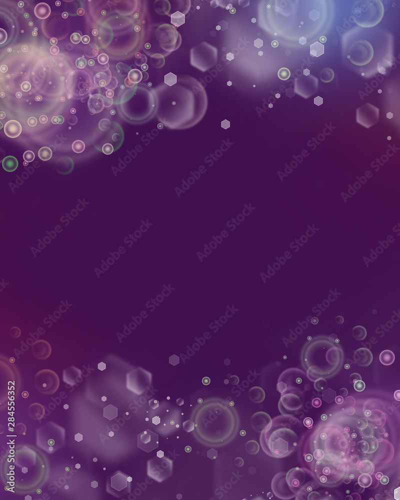 Multi-colored bokeh of different shapes on a purple background and place for text. The basis for the design of congratulations, postcards, ,banners etc. Multi-colored bokeh of different shapes on a purple background and place for text. The basis for the design of congratulations, postcards, ,banners etc.