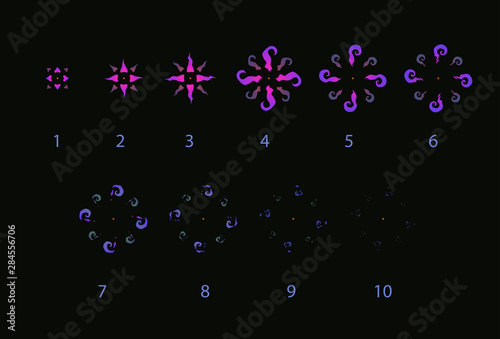 VFX storyboard. Purple explosion, magic effect animation frames.