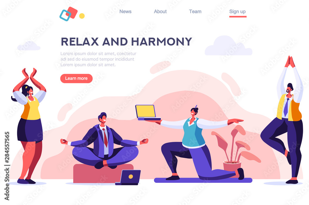 Emotional Job, Achievement Focus, Sport Relax, Meditation. Lifestyle. Office Health. Concept for Web Banner, Infographics, Hero Images. Flat Vector Illustration Isolated on White Background.