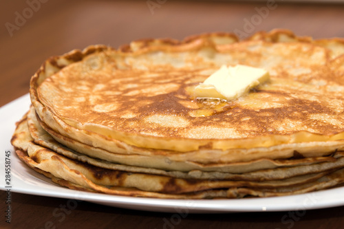 Pancakes with butter for breakfast or snack