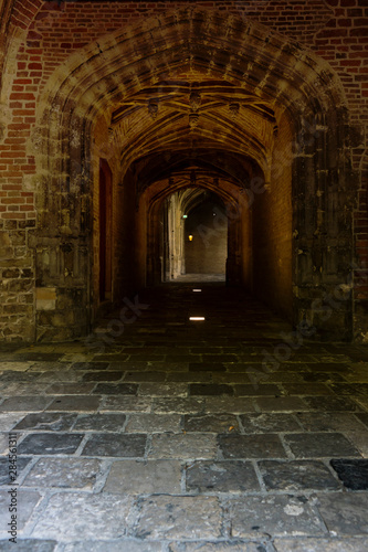 Tunnel with arcades and pavement in Abbey Middelburg. The Netherlands