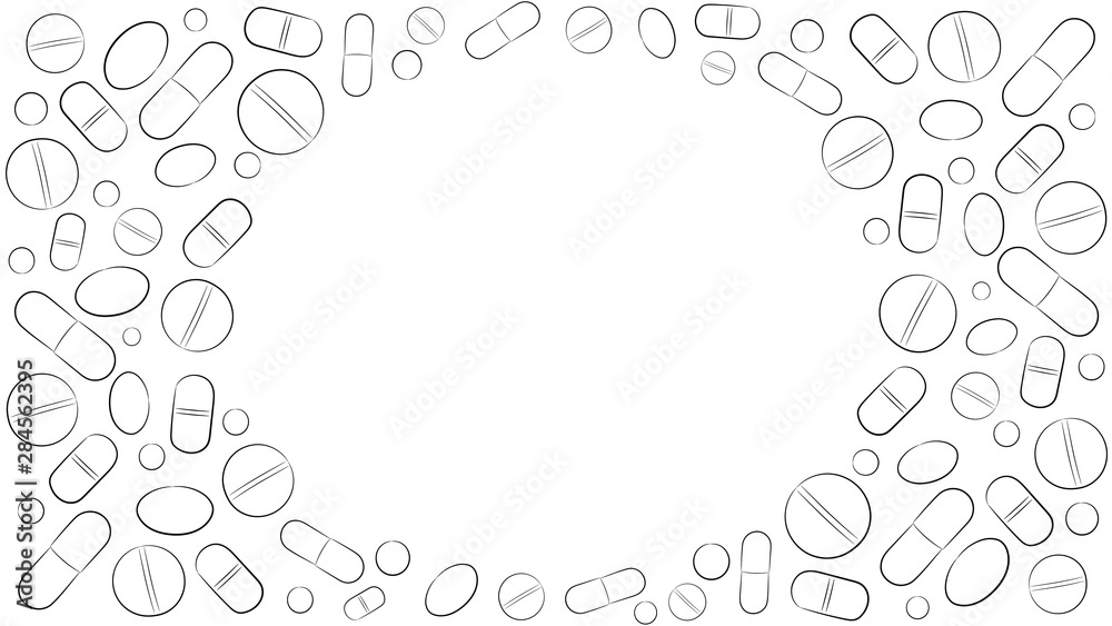 Pills on a white background. White pills. Stock illustration. Pills on a white background. White pills. Stock illustration.