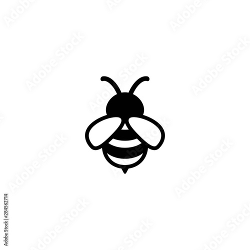 Black honey bee simple silhouette flat icon isolated on white.