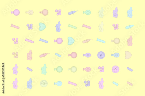 Wallpaper Mural Collection of icons style of hospital or medical care. Sign or symbols design of Medicine and Health Care. 3D rendering. Torontodigital.ca