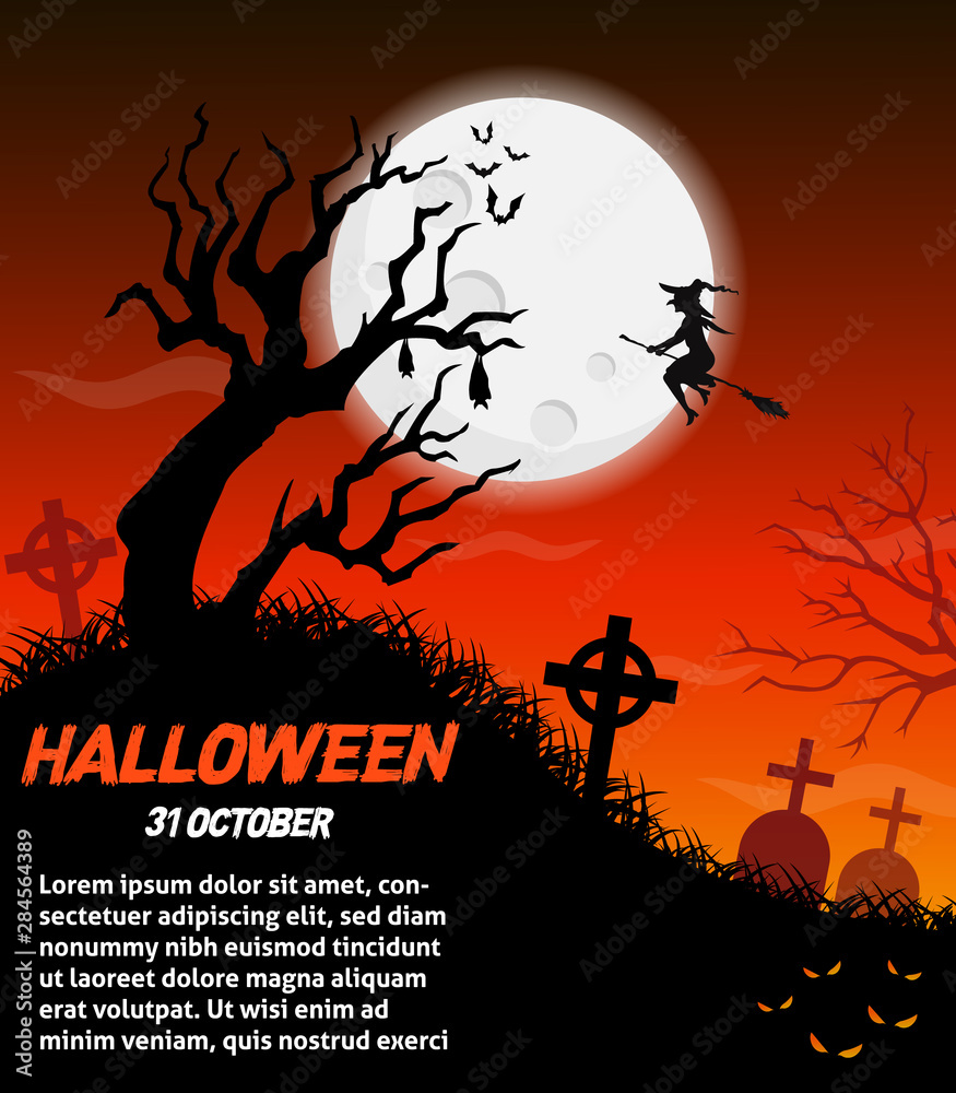 Happy halloween vector poster, halloween banner, halloween background, halloween party, vector illustration.